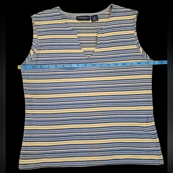 Vintage Montana Blue Jeans Company Womens XL Striped Sleeveless V-Neck - Picture 7 of 11